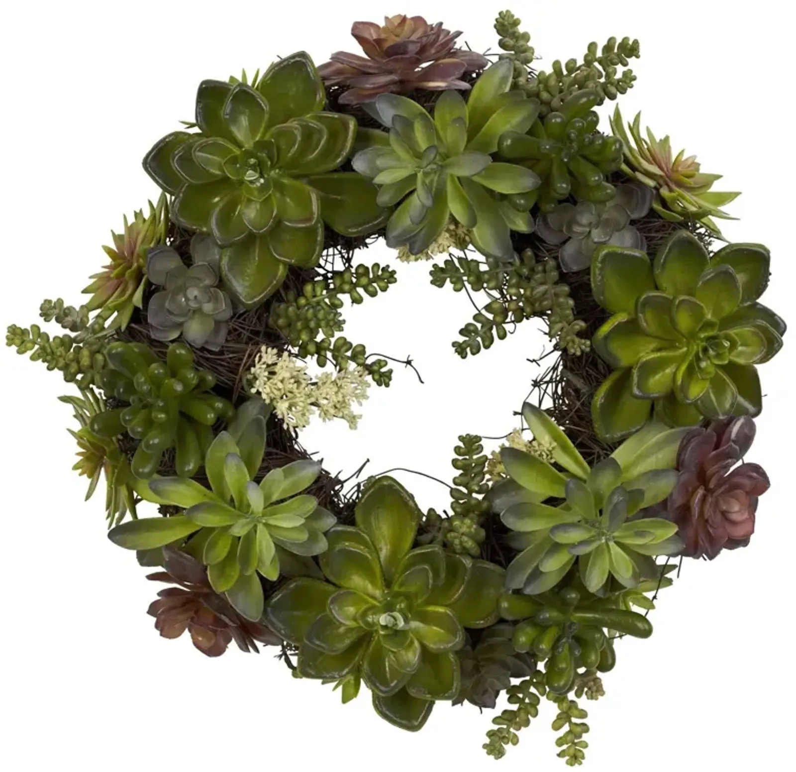 Nearly Natural 20-in Succulent Wreath