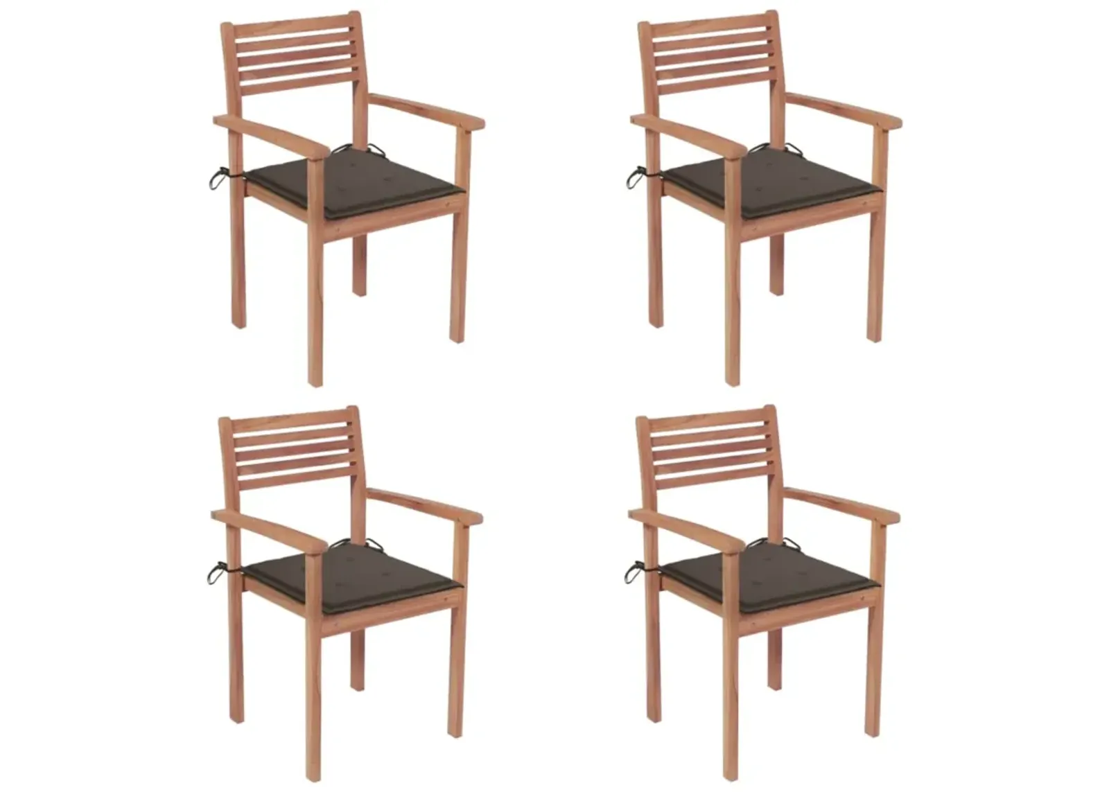 vidaXL Garden Chairs 4 pcs with Taupe Cushions Solid Teak Wood