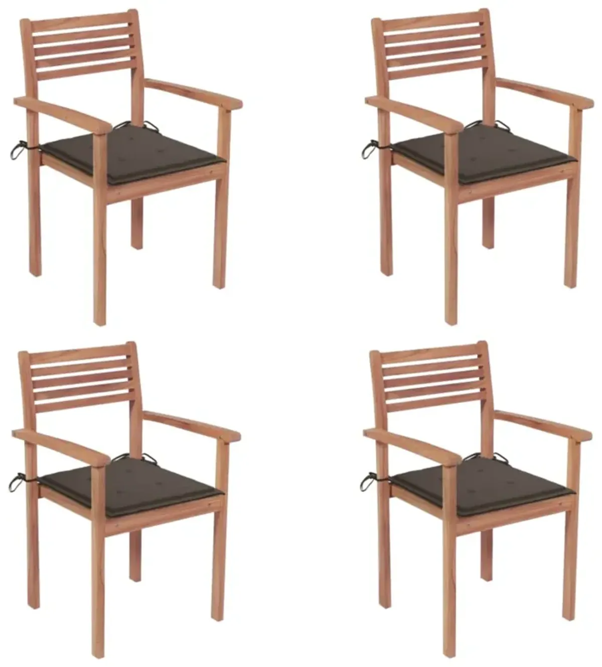 vidaXL Garden Chairs 4 pcs with Taupe Cushions Solid Teak Wood