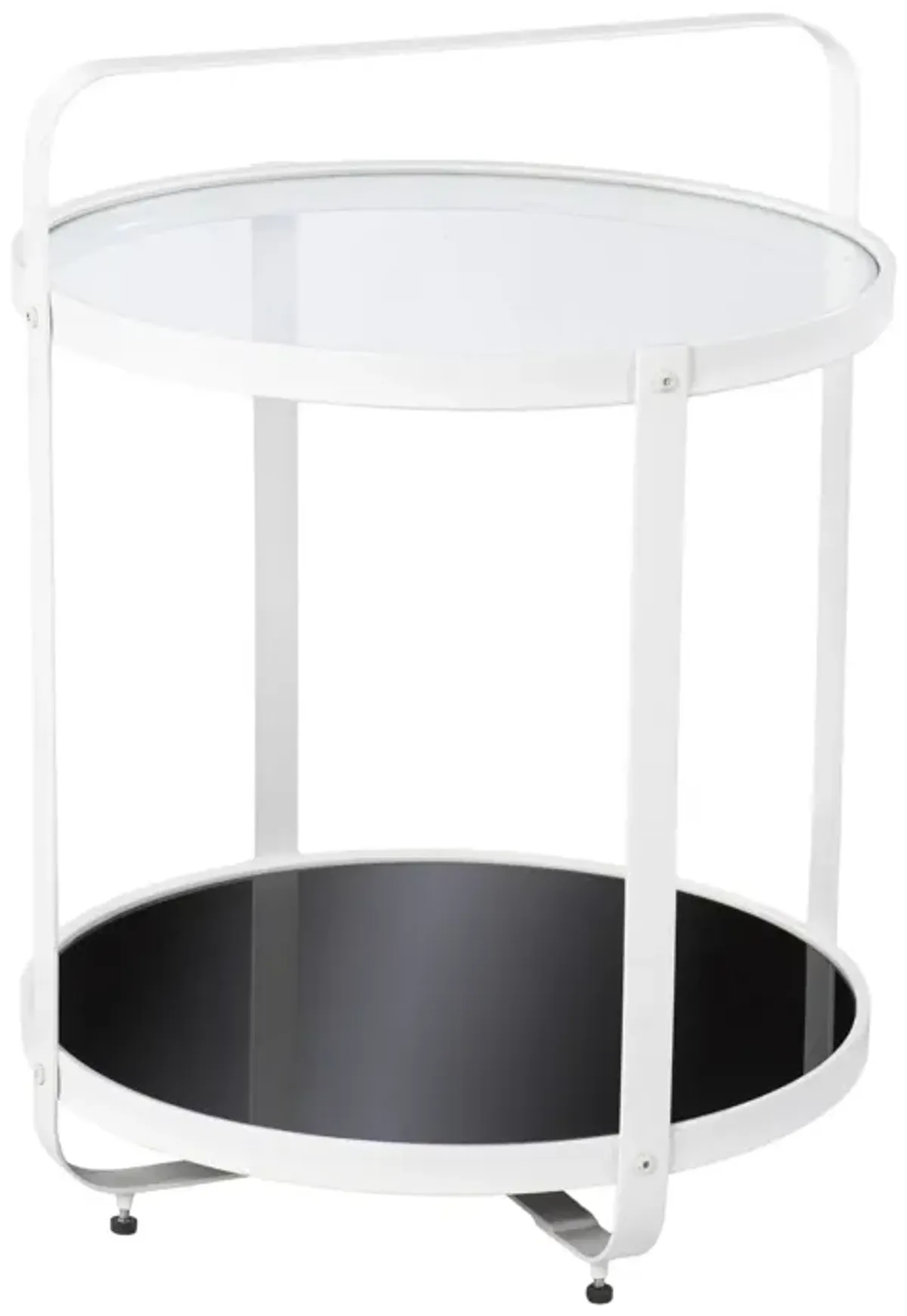 Hivvago 27" White Glass And Iron Round End Table With Shelf