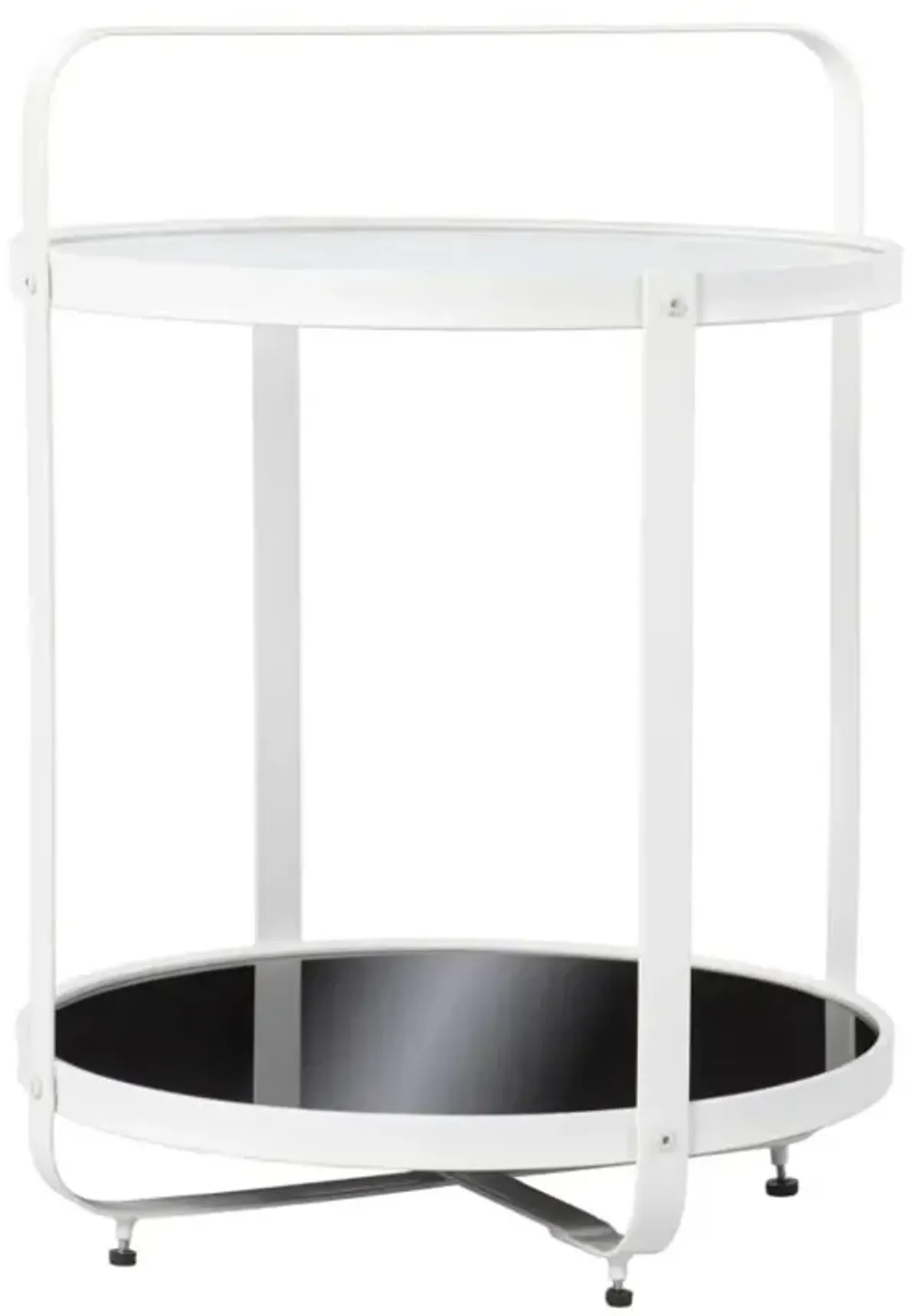 Hivvago 27" White Glass And Iron Round End Table With Shelf