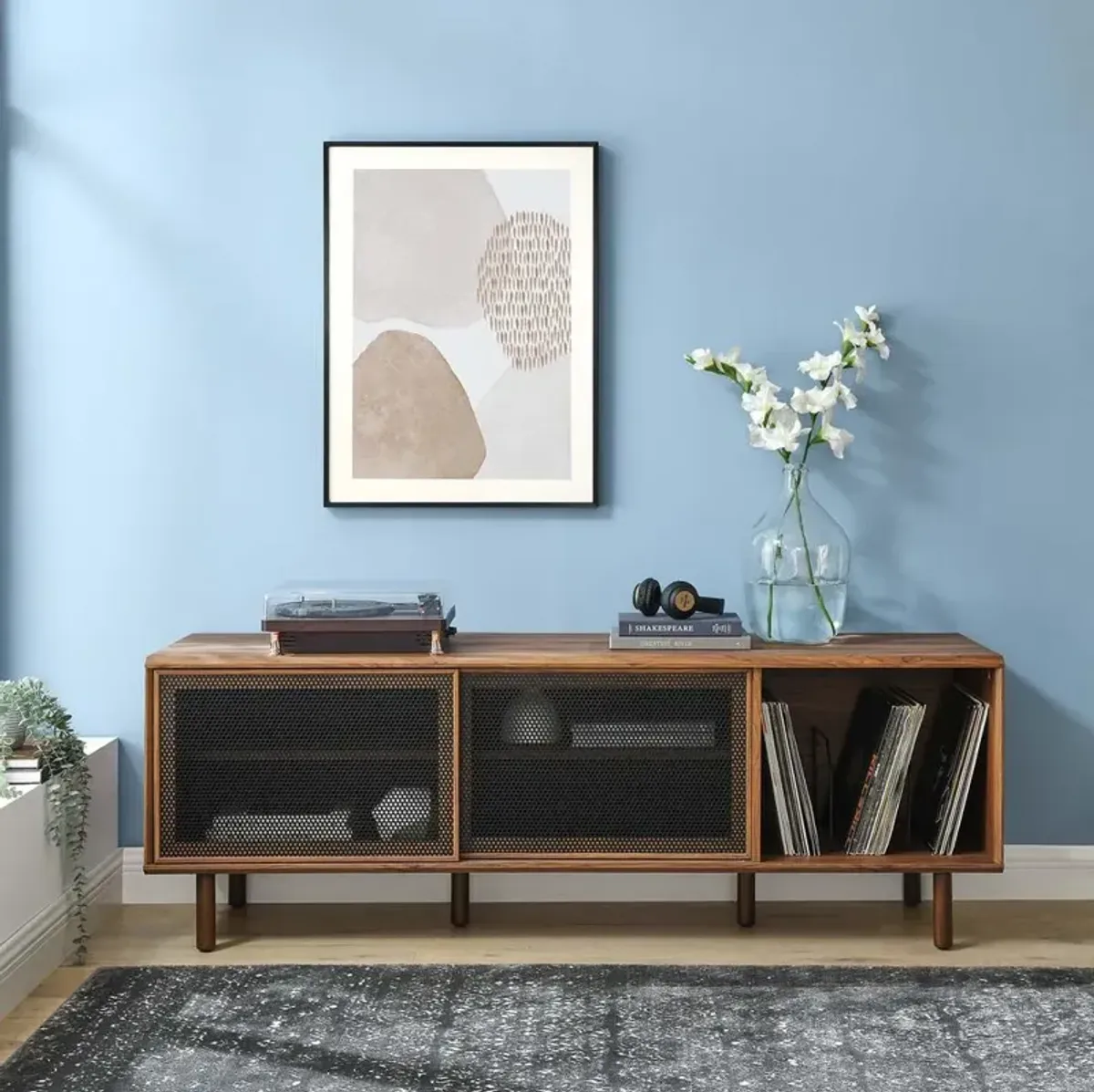 Modway Kurtis 67 TV and Vinyl Record Stand