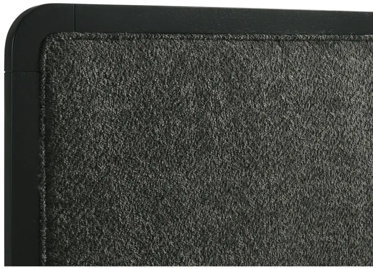 Cavy Queen Size Bed, Channel Tufted Upholstered Headboard, Black Gray - Benzara
