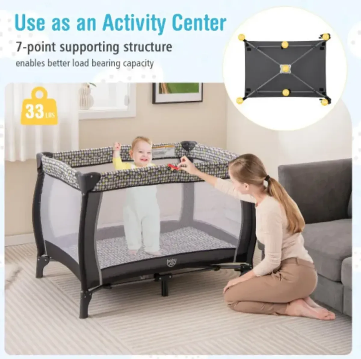 Portable Baby Nursery Center 4-in-1 Portable Travel Crib