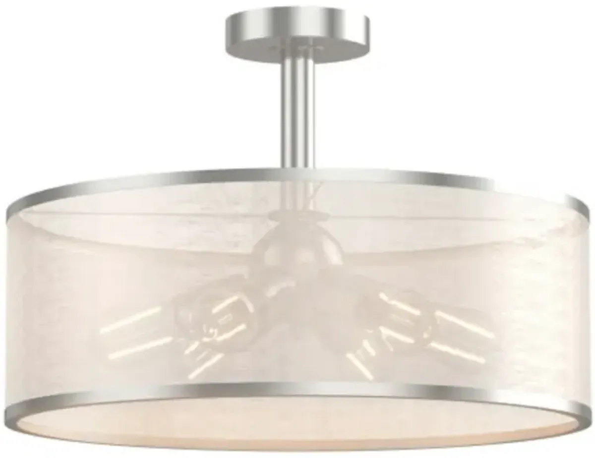 6-Light Semi Flush Mount Ceiling Light Pendant Lamp with Fabric Drum-shaped Shade
