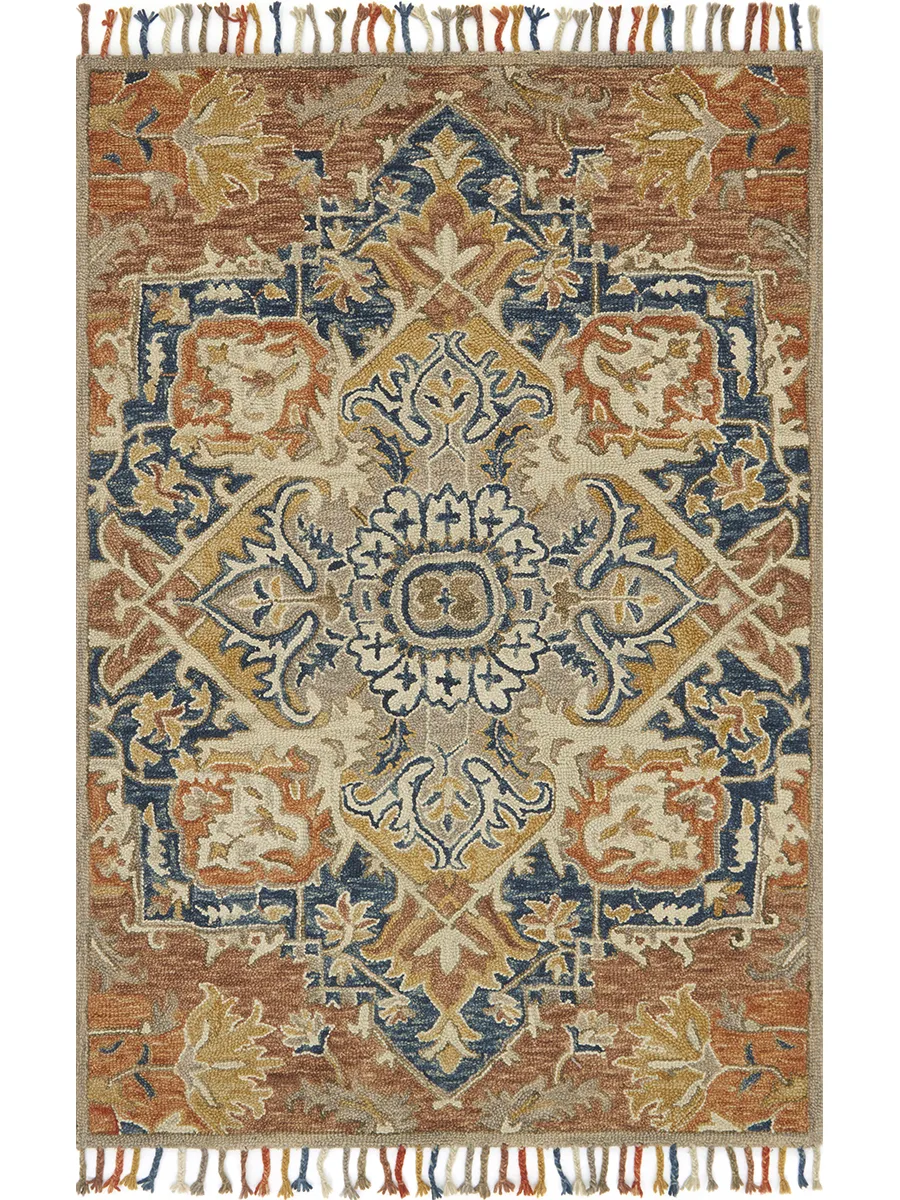 Zharah ZR10 Rust/Blue 7'9" x 9'9" Rug