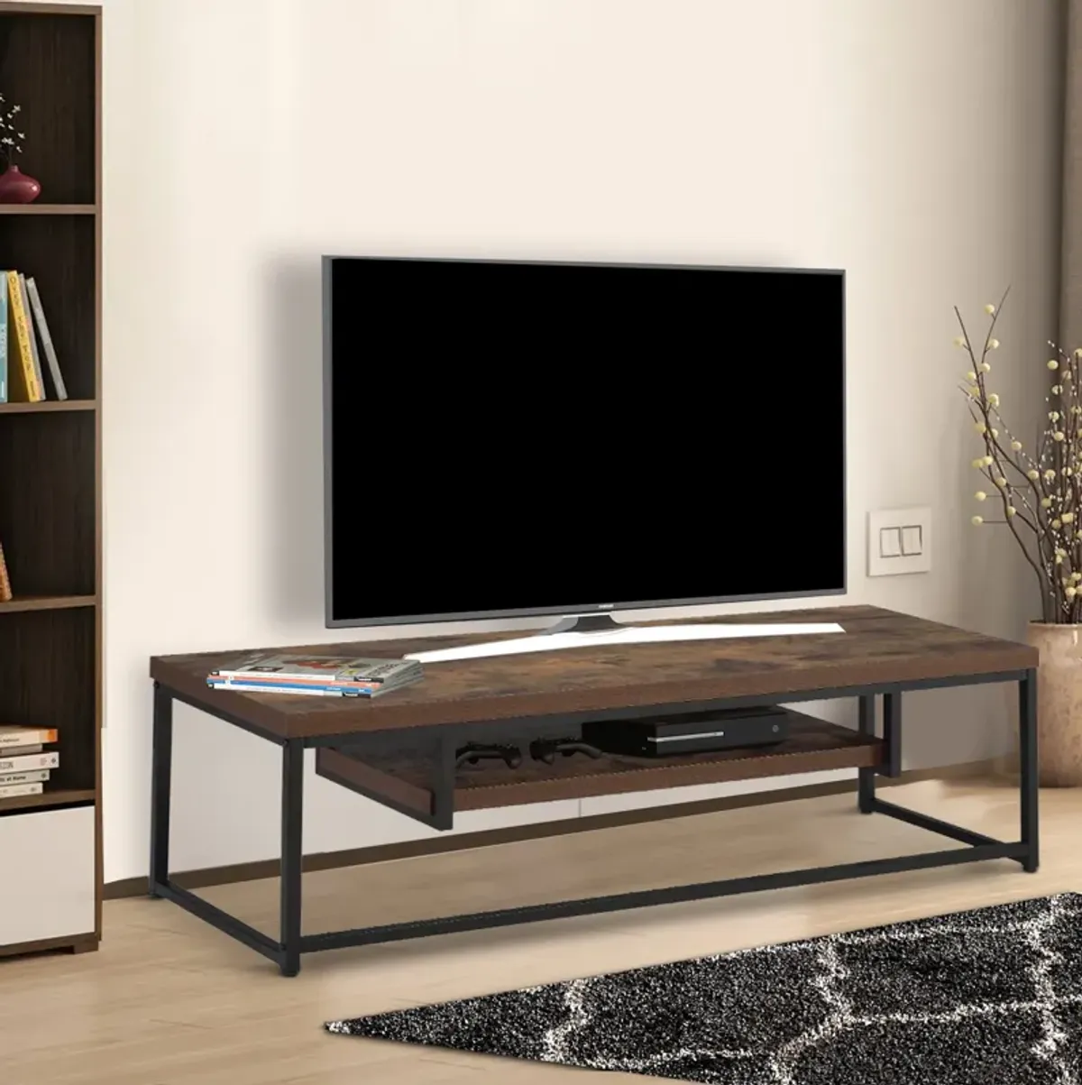 ACME Bob TV Stand, Weathered Oak & Black