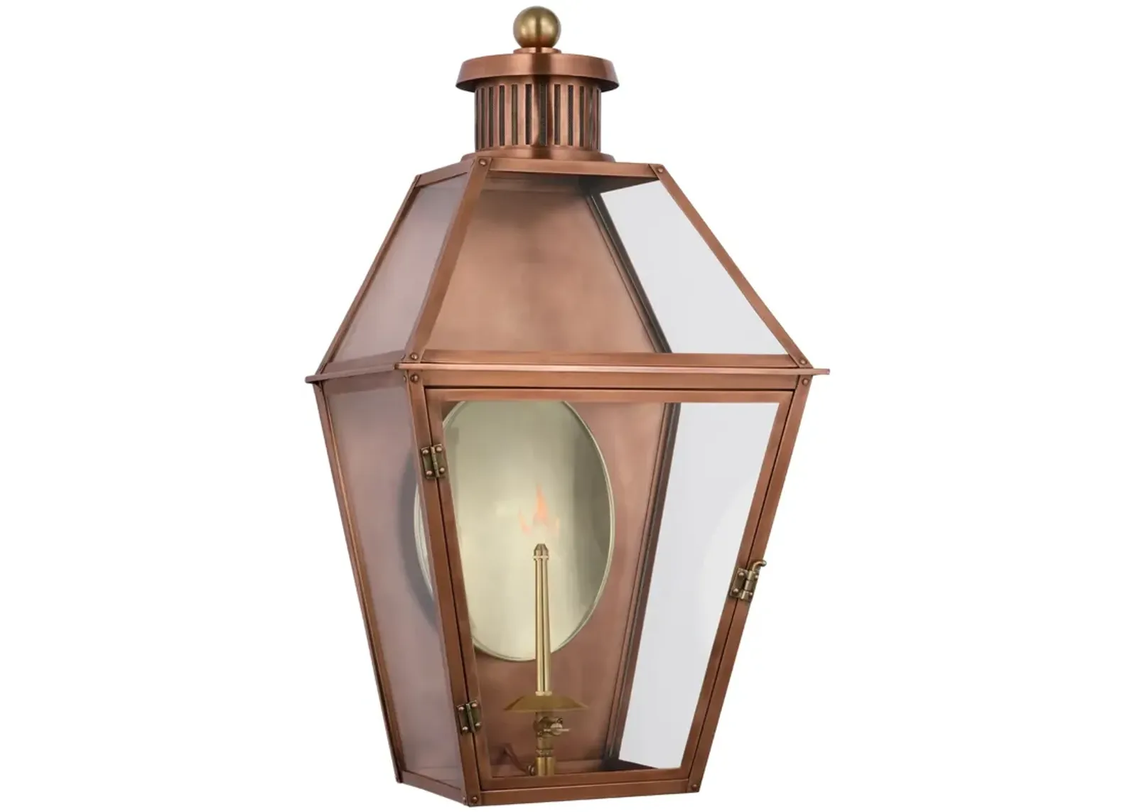 Stratford Medium 3/4 Gas Wall Lantern in Soft Copper with Clear Glass