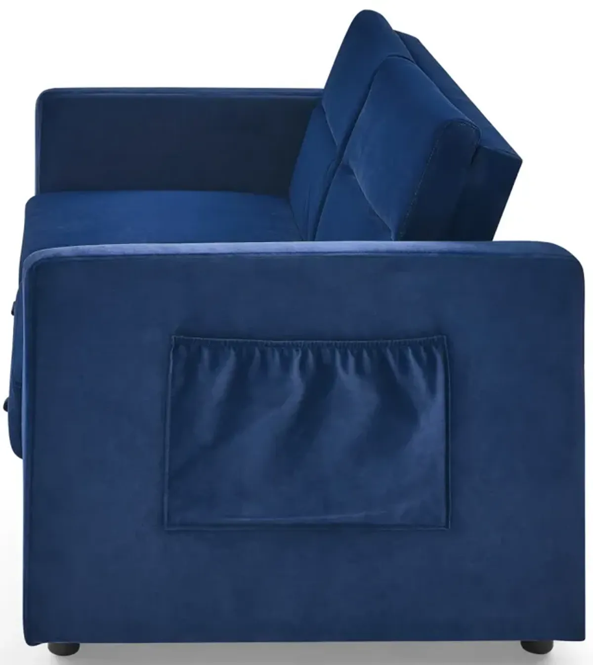 Loveseats Sofa Bed With Pull-Out Bed, Adjustable Back And Two Arm Pocket, Blue (54.5"X33" X 31.5")