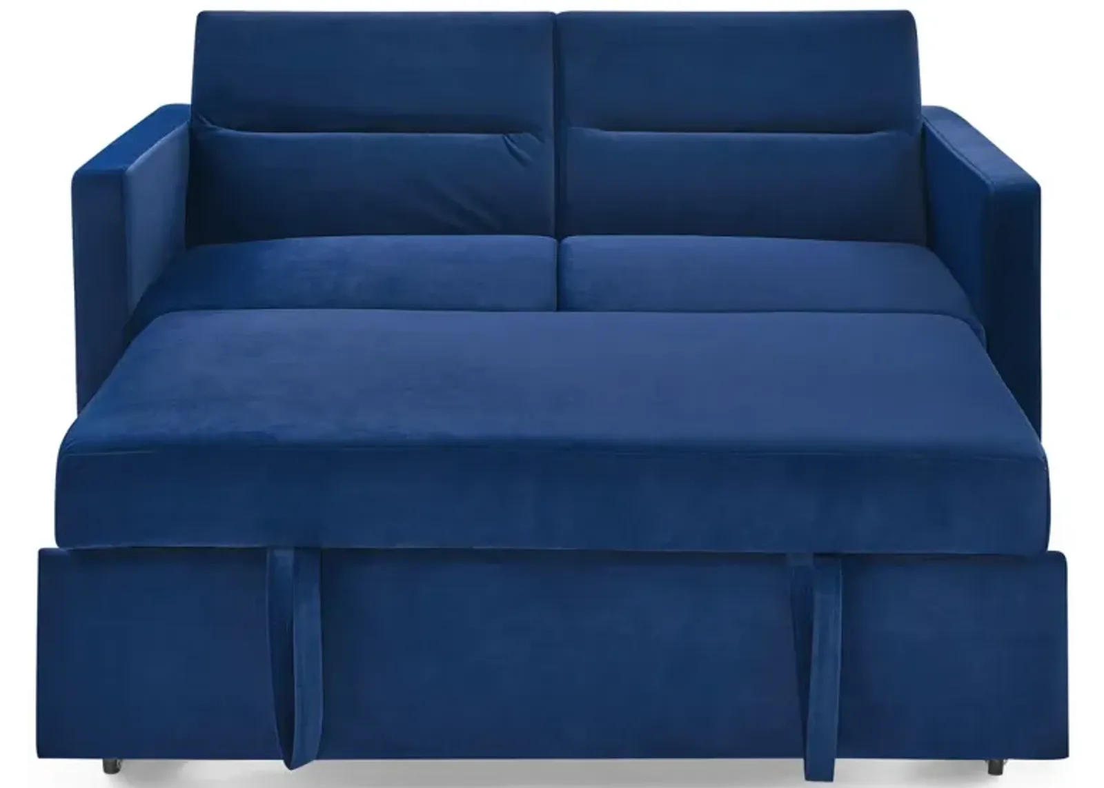 Loveseats Sofa Bed With Pull-Out Bed, Adjustable Back And Two Arm Pocket, Blue (54.5"X33" X 31.5")