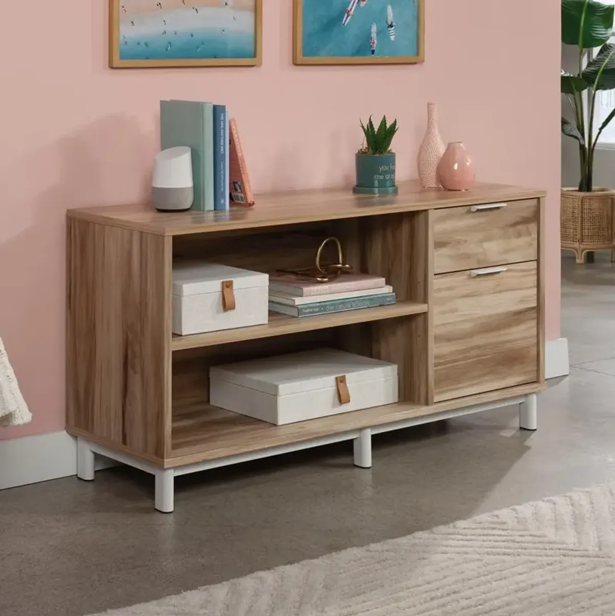 Sauder Bergen Circle Credenza  Kiln Acacia