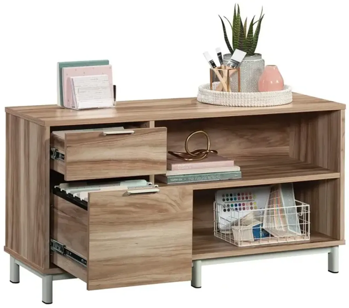 Sauder Bergen Circle Credenza  Kiln Acacia