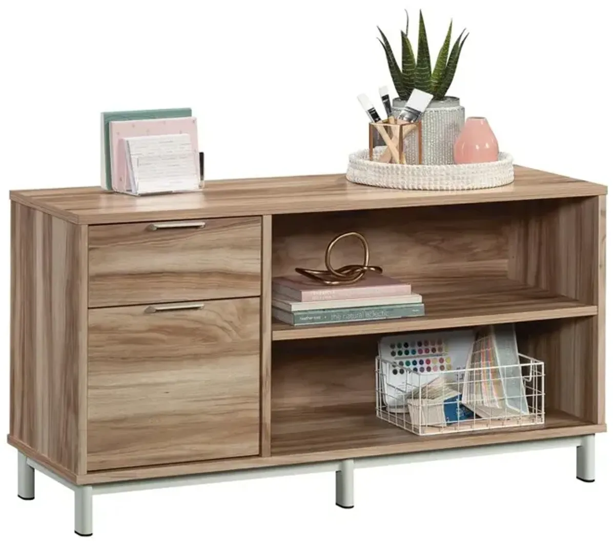 Sauder Bergen Circle Credenza  Kiln Acacia