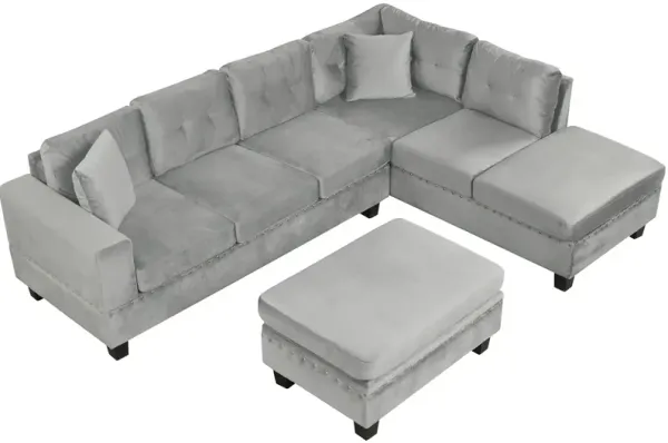 Merax Modern Sectional Sofa with Storage Ottoman