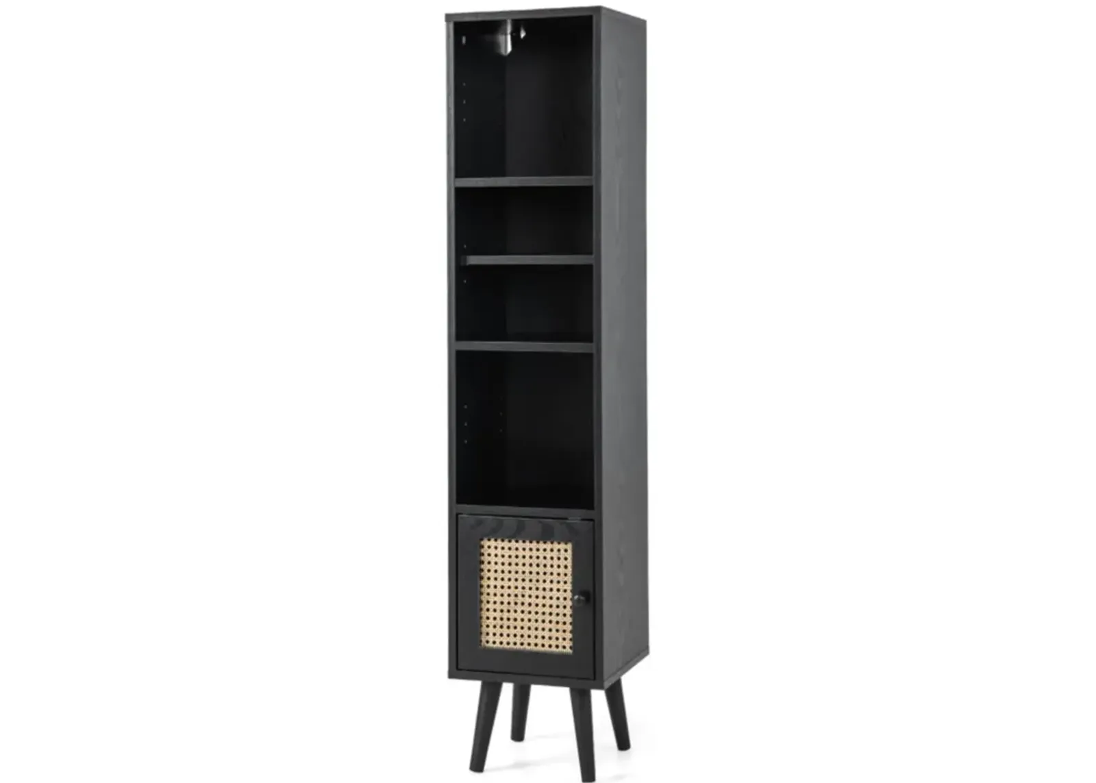 Hivvago 4 Tiers Rattan Storage Cabinet with Slim Design