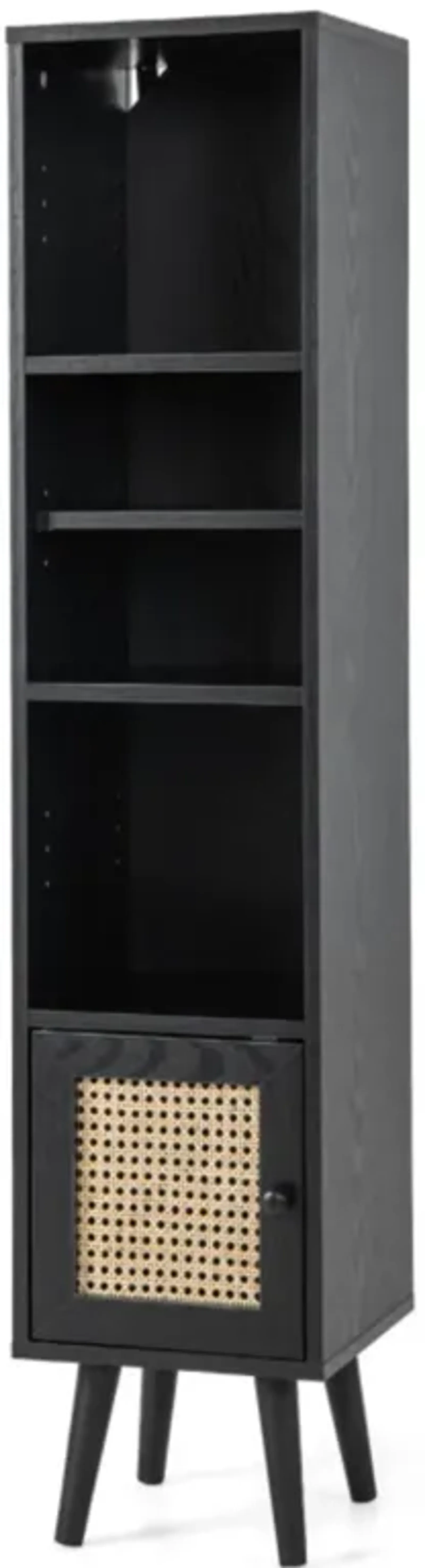 Hivvago 4 Tiers Rattan Storage Cabinet with Slim Design