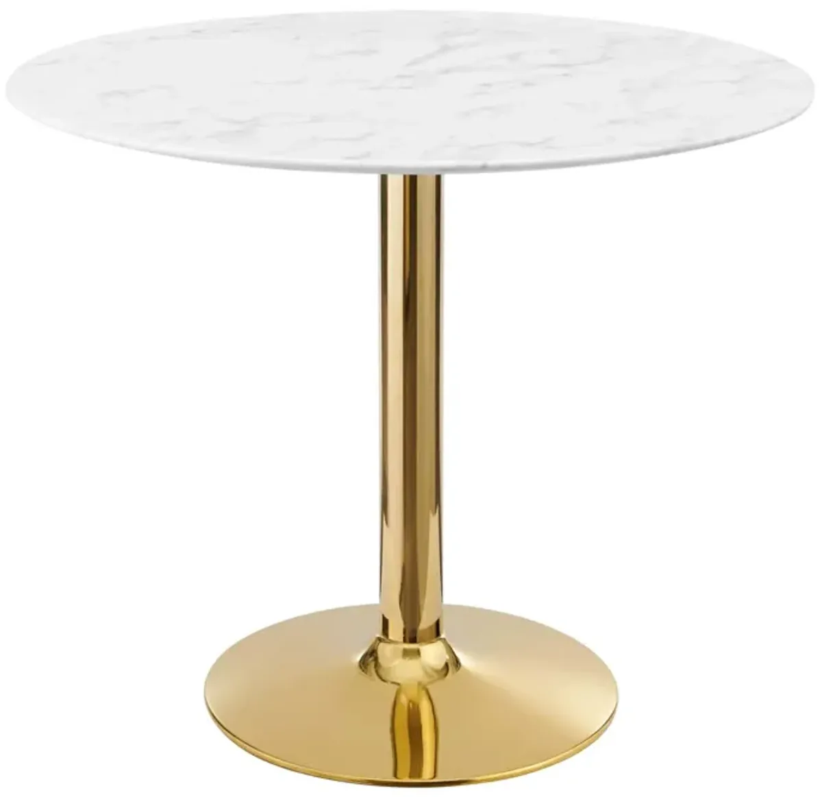 Modway - Verne 35" Artificial Marble Dining Table Gold White