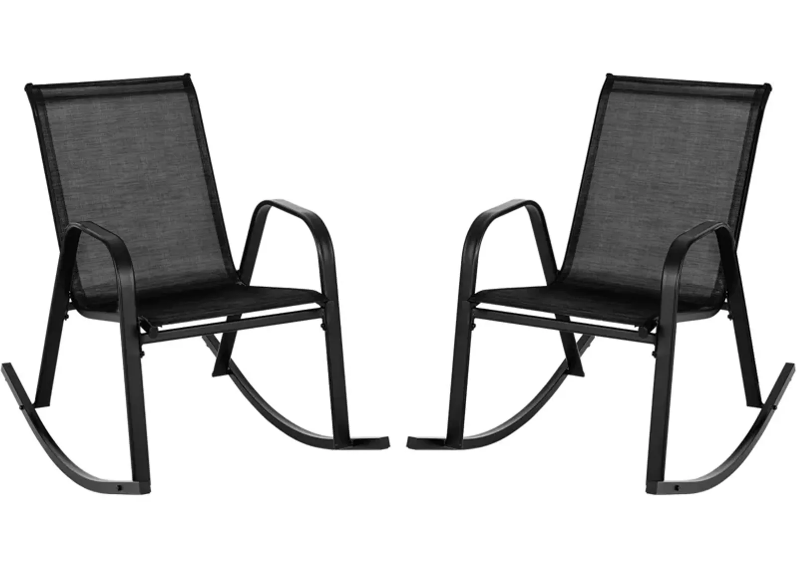 Set of 2 Metal Patio Rocking Chair with Breathable Seat Fabric