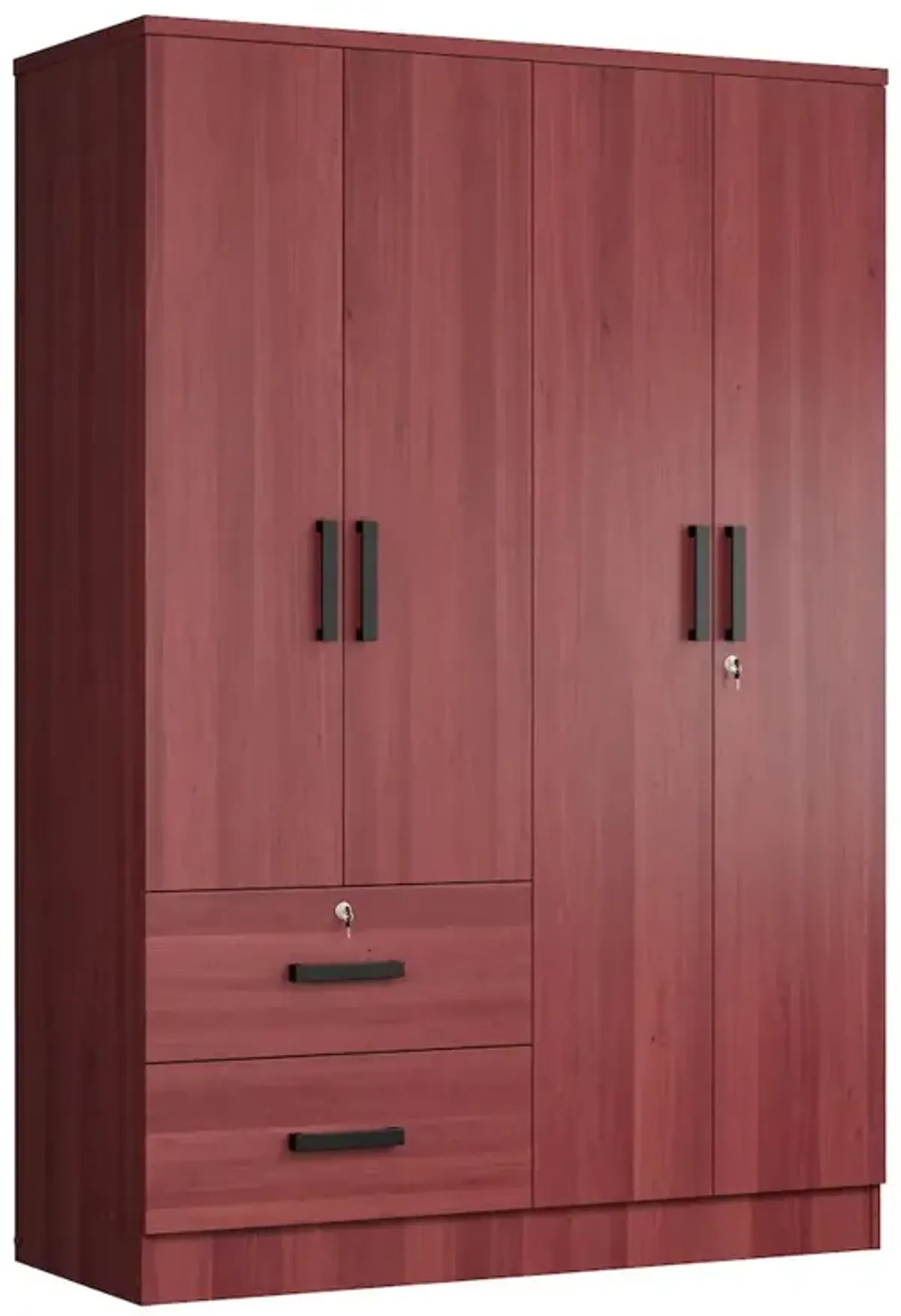 Better Home Products Luna Modern Wood 4 Doors 2 Drawers Armoire in Mahogany