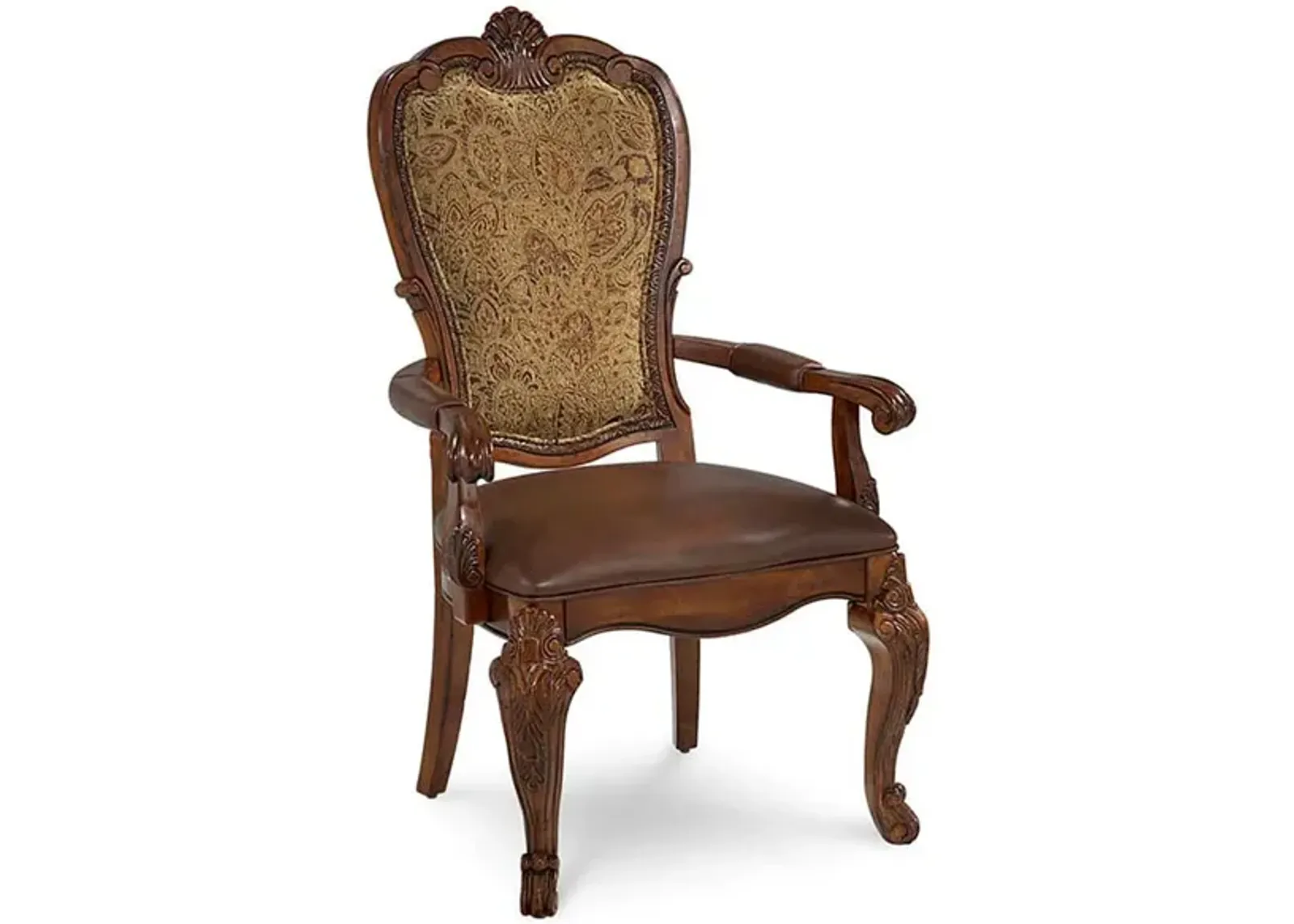 Old World Upholstered Back Arm Chair (Set of 2)