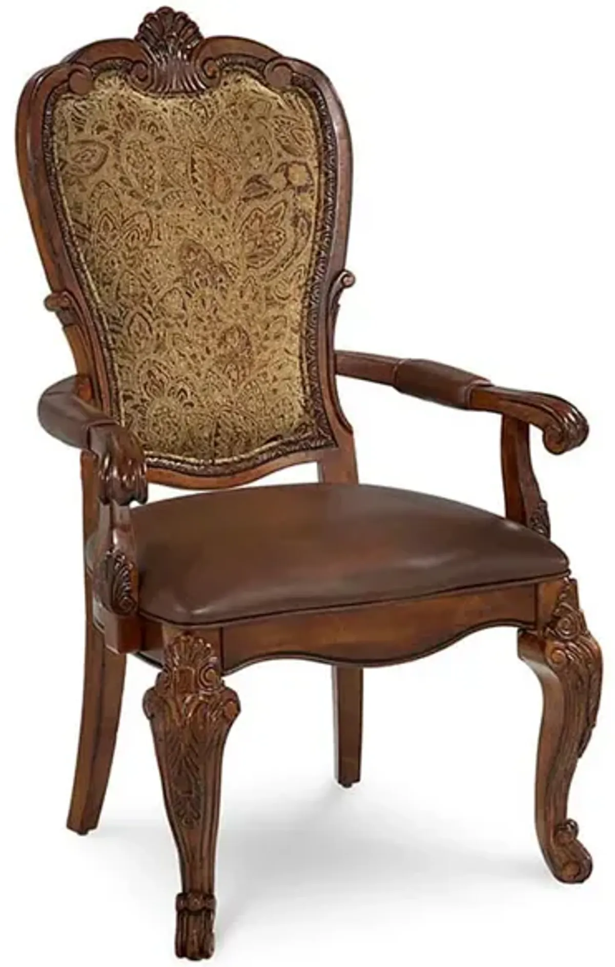 Old World Upholstered Back Arm Chair (Set of 2)