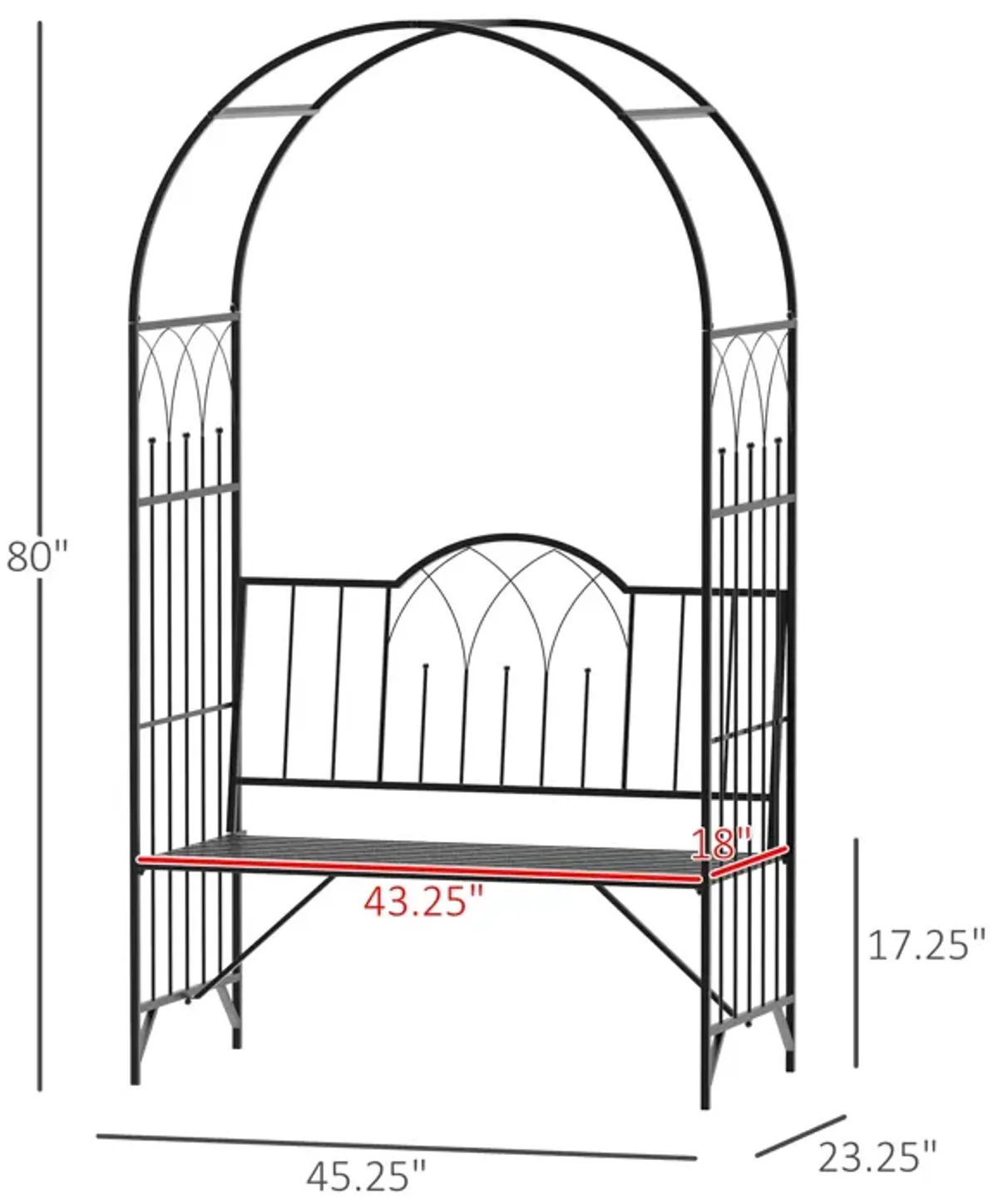 Romantic Garden Arch: 23.25" Metal Arbor with Bench for Two