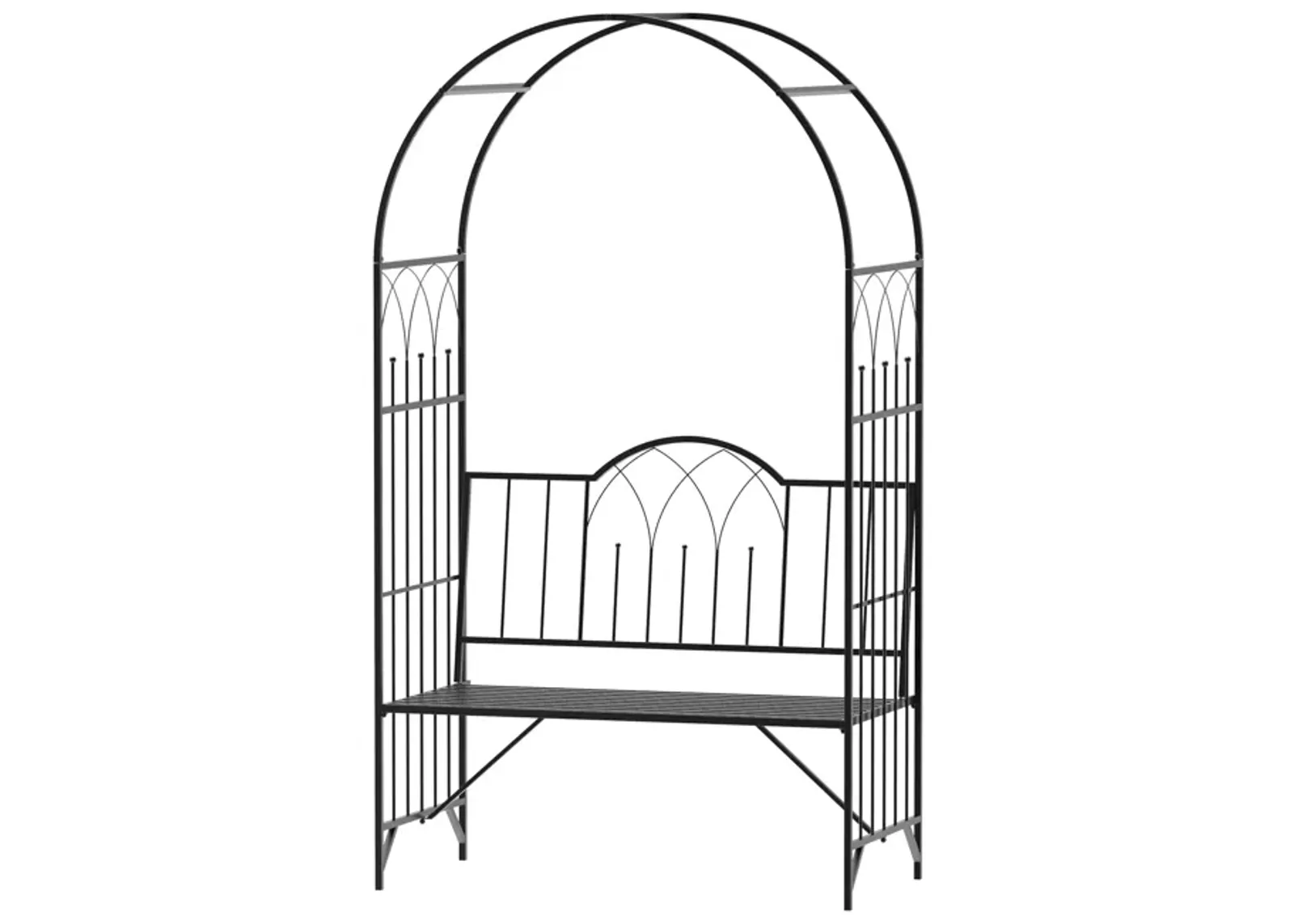 Romantic Garden Arch: 23.25" Metal Arbor with Bench for Two