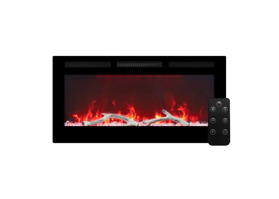 MONDAWE 36" Wall-Mounted Recessed Electric Fireplace 4780 BTU Heater with Remote Control Adjustable Flame Color & Temperature Setting