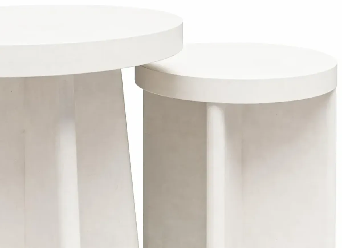 Ameriwood Home Liam Round End Tables, Set of 2, Faux Plaster