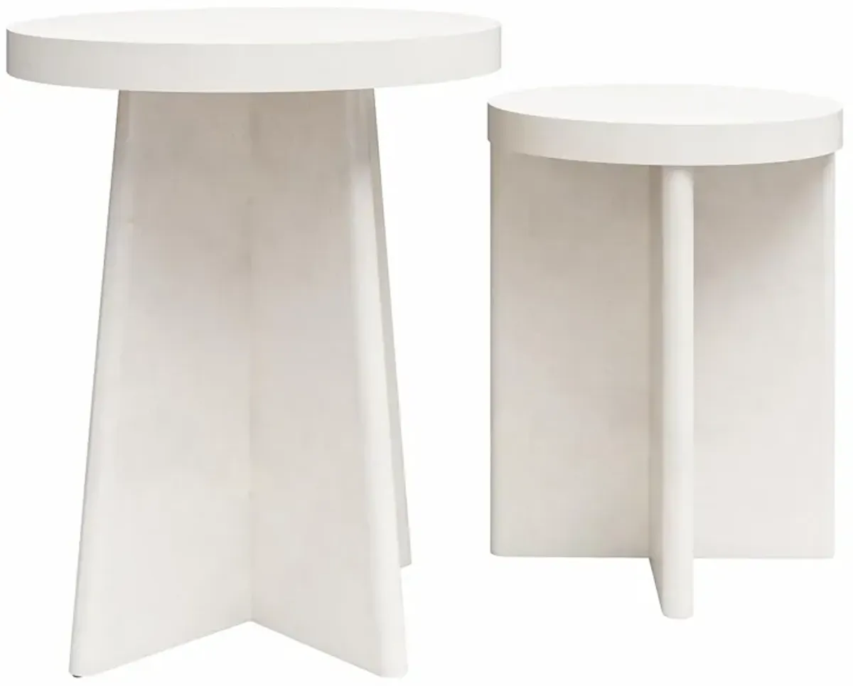 Ameriwood Home Liam Round End Tables, Set of 2, Faux Plaster