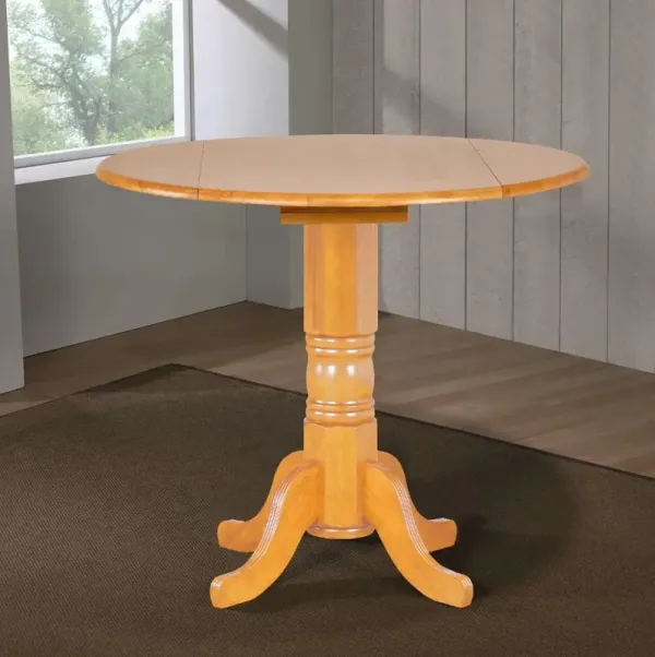 Sunset Trading Oak Selections 42 Round Extendable Drop Leaf Pub Table