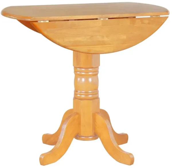 Sunset Trading Oak Selections 42 Round Extendable Drop Leaf Pub Table
