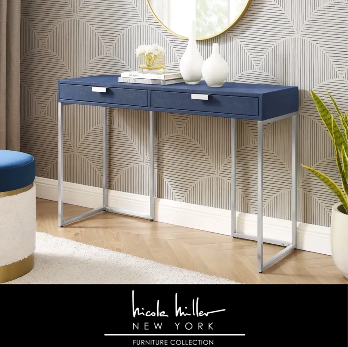 Nicole Miller Taha Faux Shagreen Console Table