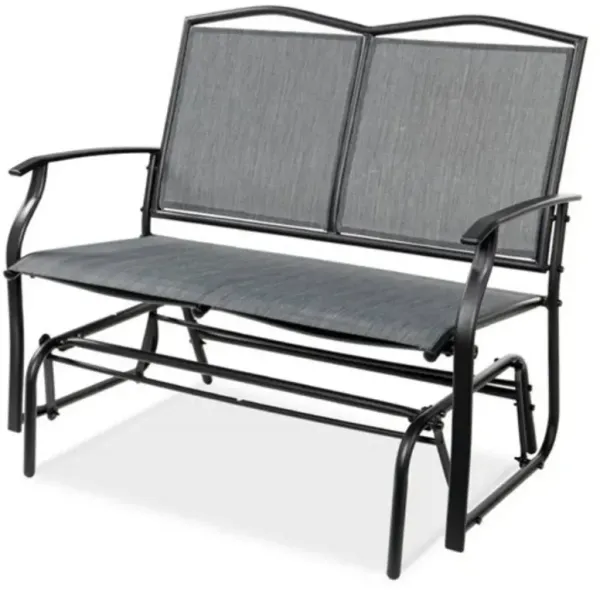 2 Seat Mesh Patio Loveseat Swing Glider Rocker with Armrests