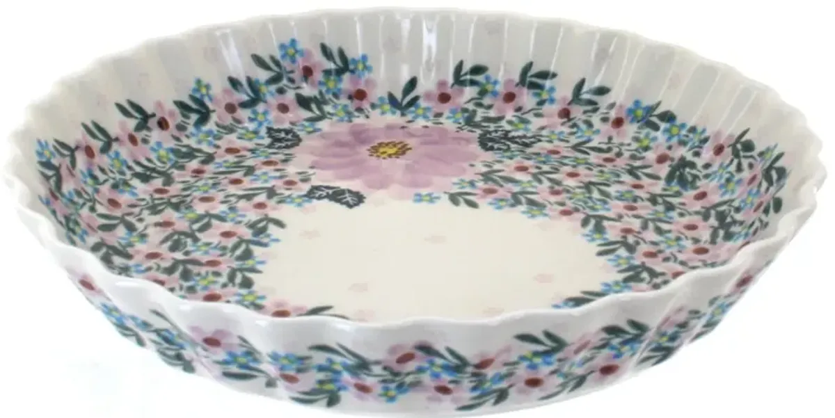 Blue Rose Polish Pottery Sunflower Maze Pie Plate