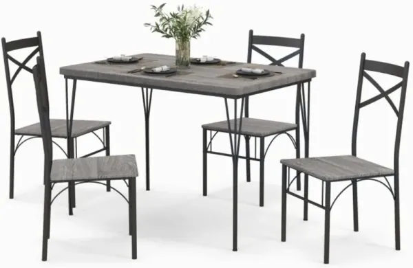 Hivvago 5 Pieces Dining Table Set with Metal Frame for Kitchen Dining Room