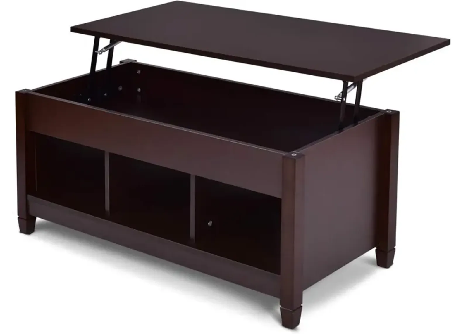 Hivvago Brown Wood Lift Top Coffee Table with Hidden Storage Space