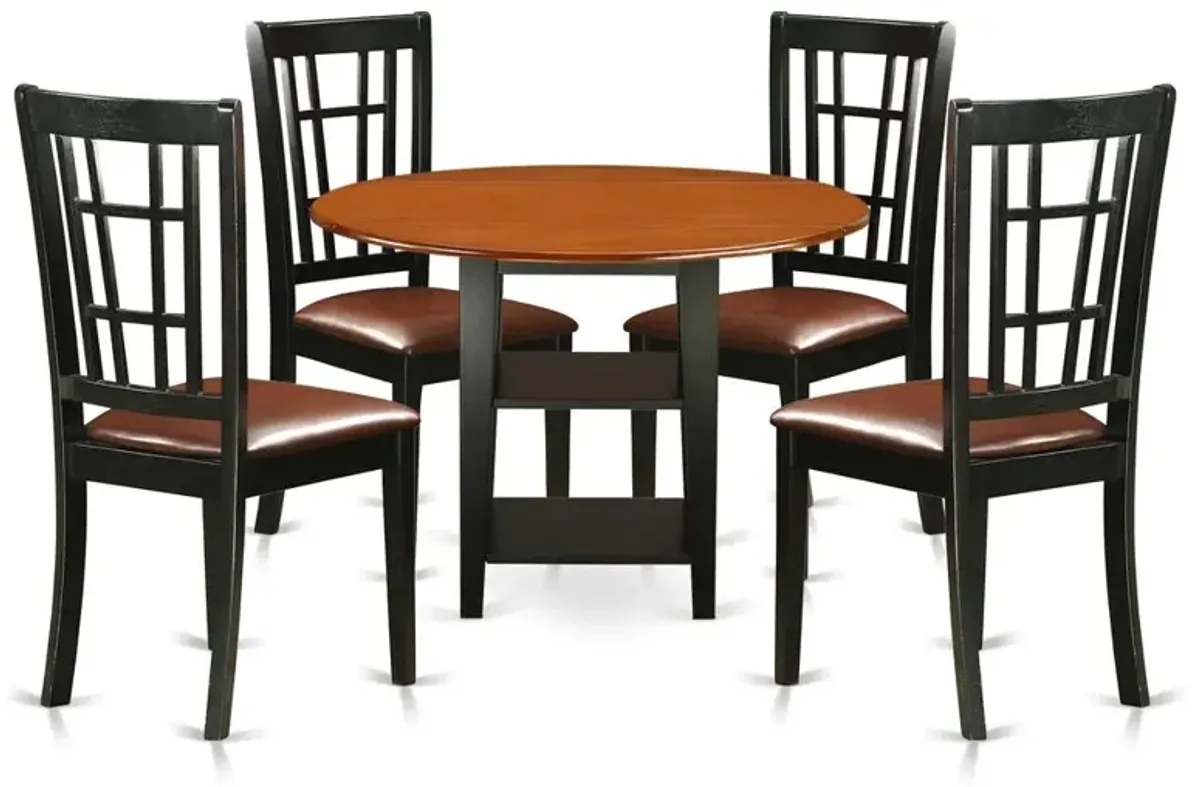 Dining Room Set Black & Cherry, SUNI5-BCH-LC