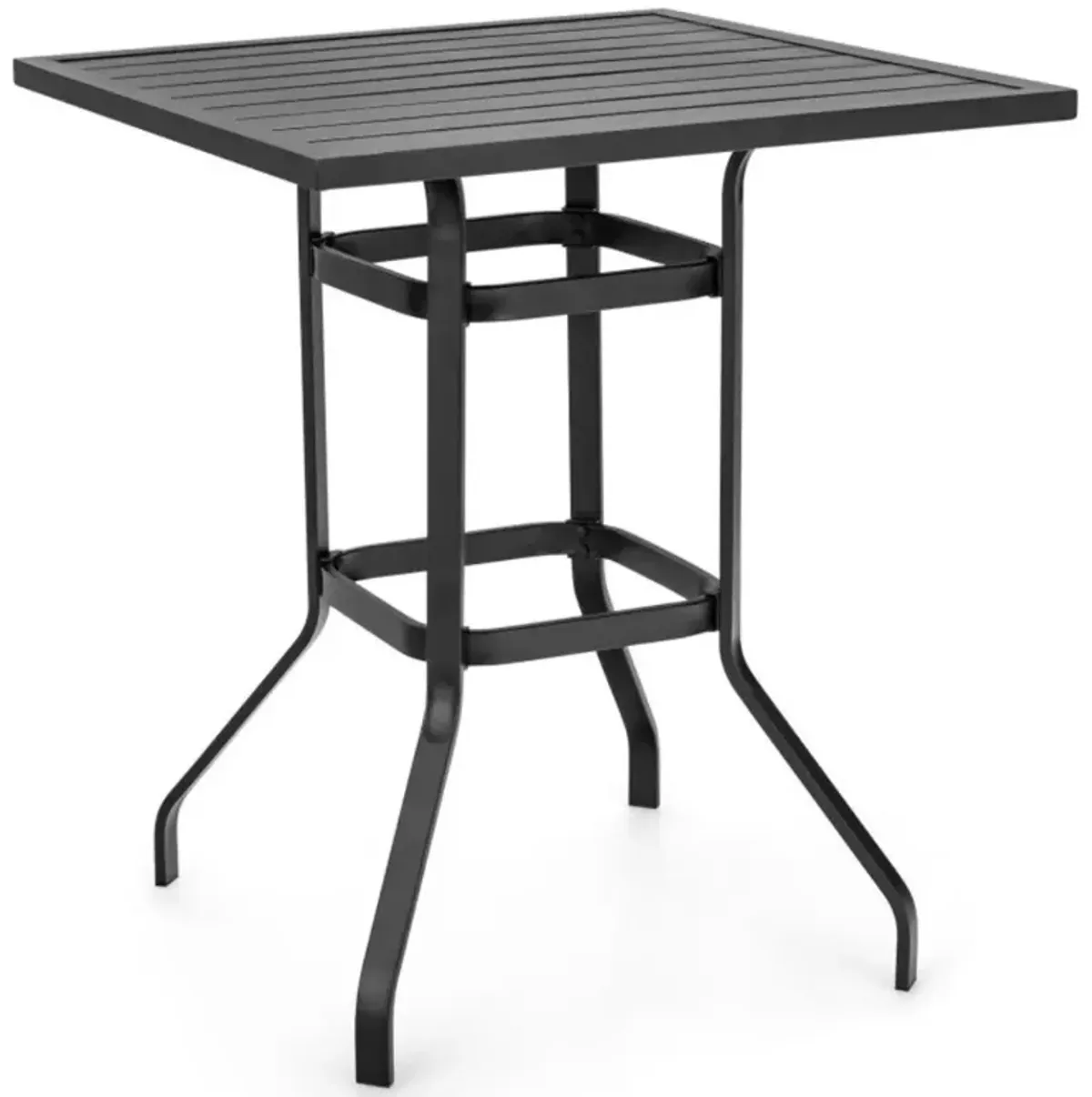 32 Inches Outdoor Steel Square Bar Table with Powder-Coated Tabletop