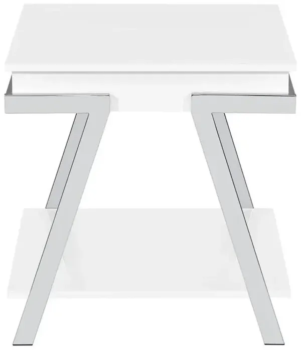 Zena White Square End Table