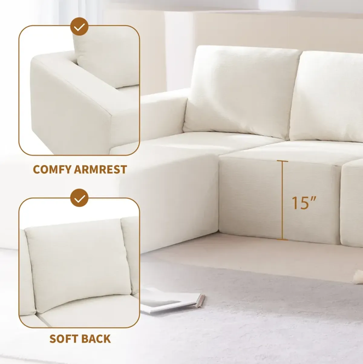 Merax Modular U Shaped Sectional Sofa Floor Couch Set