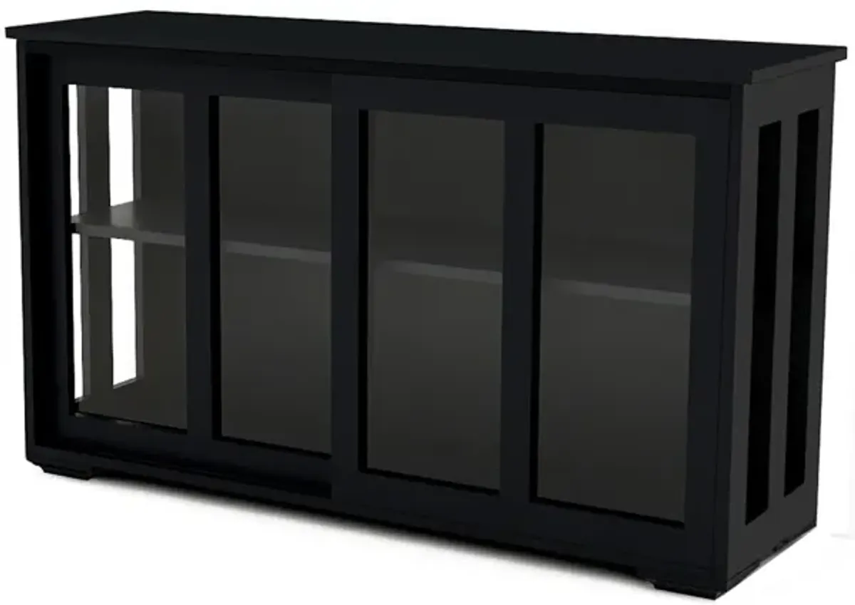 Kitchen Storage Stand Cupboard With Glass Door-Black