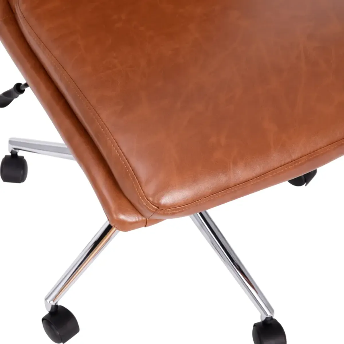 Madigan Mid-Back Armless Swivel Task Office Chair with LeatherSoft and Adjustable Chrome Base,