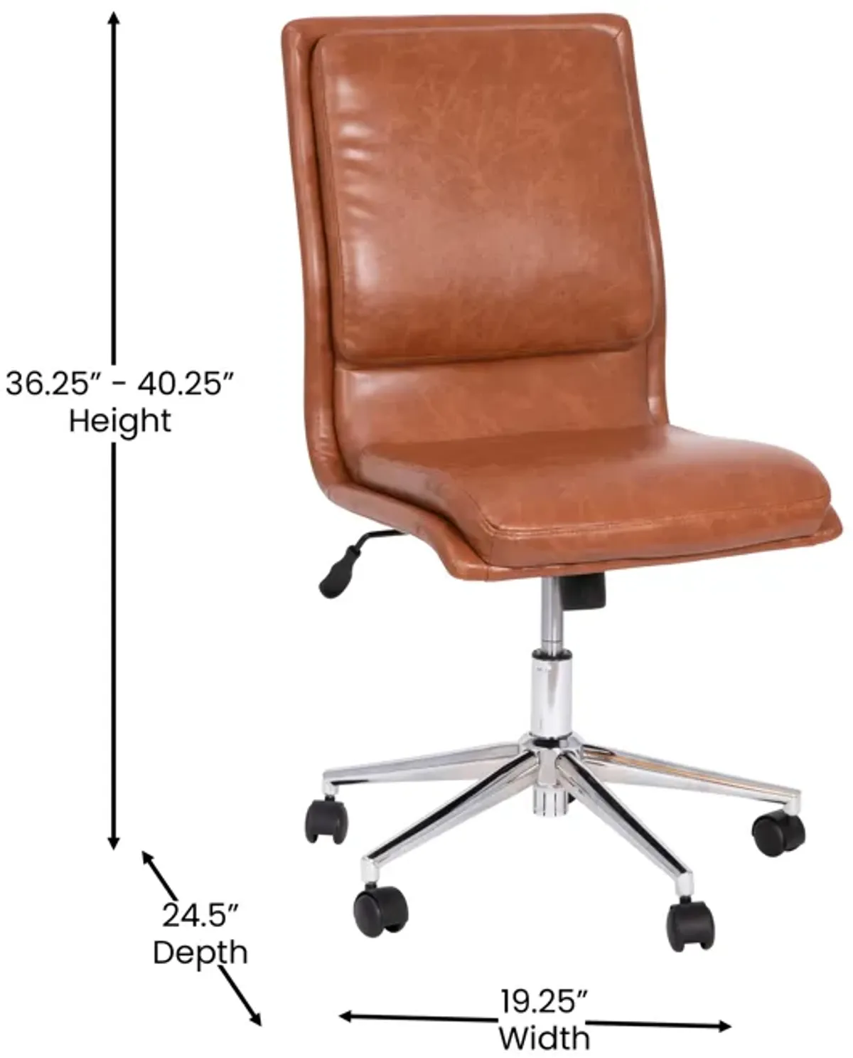 Madigan Mid-Back Armless Swivel Task Office Chair with LeatherSoft and Adjustable Chrome Base,