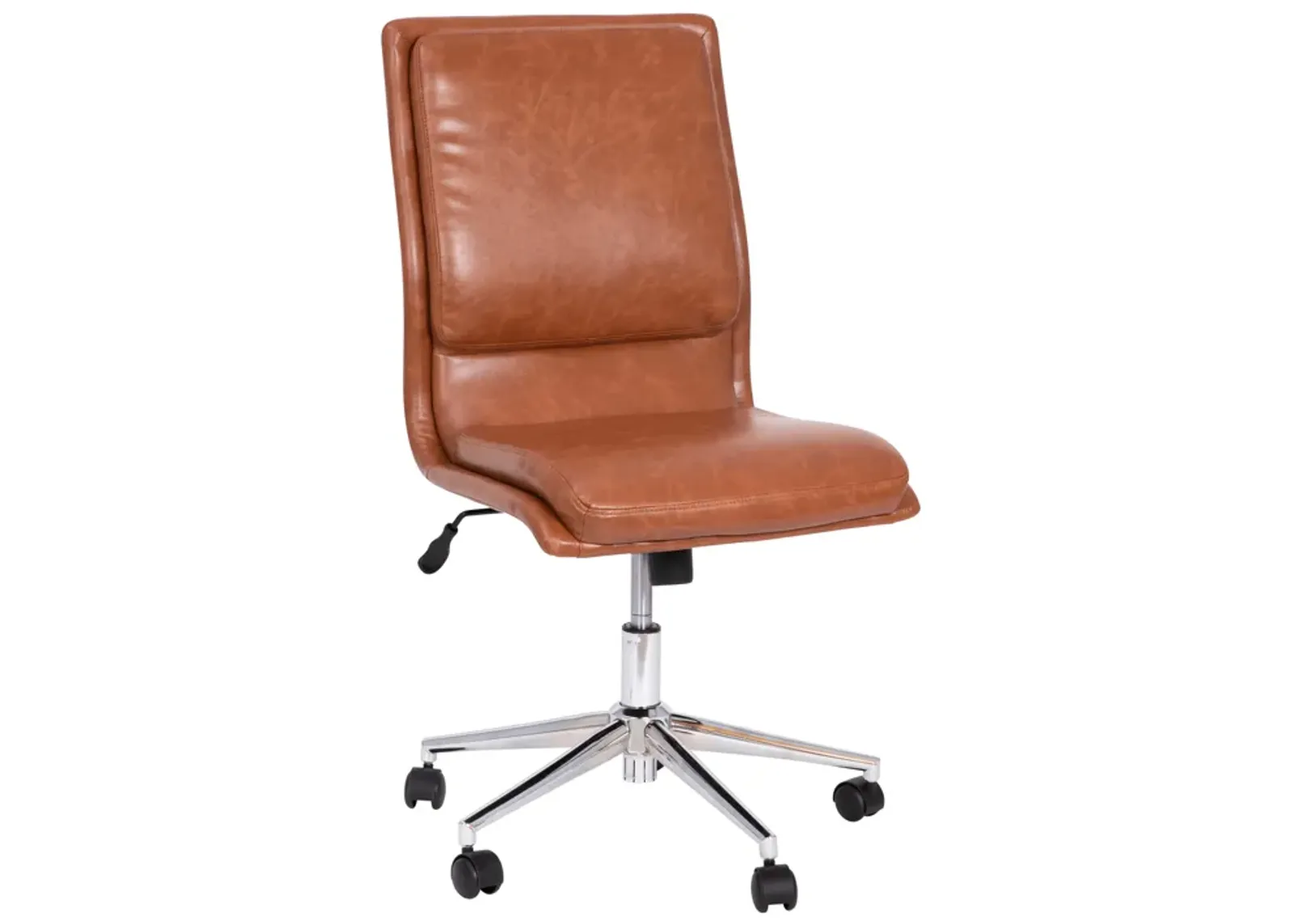 Madigan Mid-Back Armless Swivel Task Office Chair with LeatherSoft and Adjustable Chrome Base,