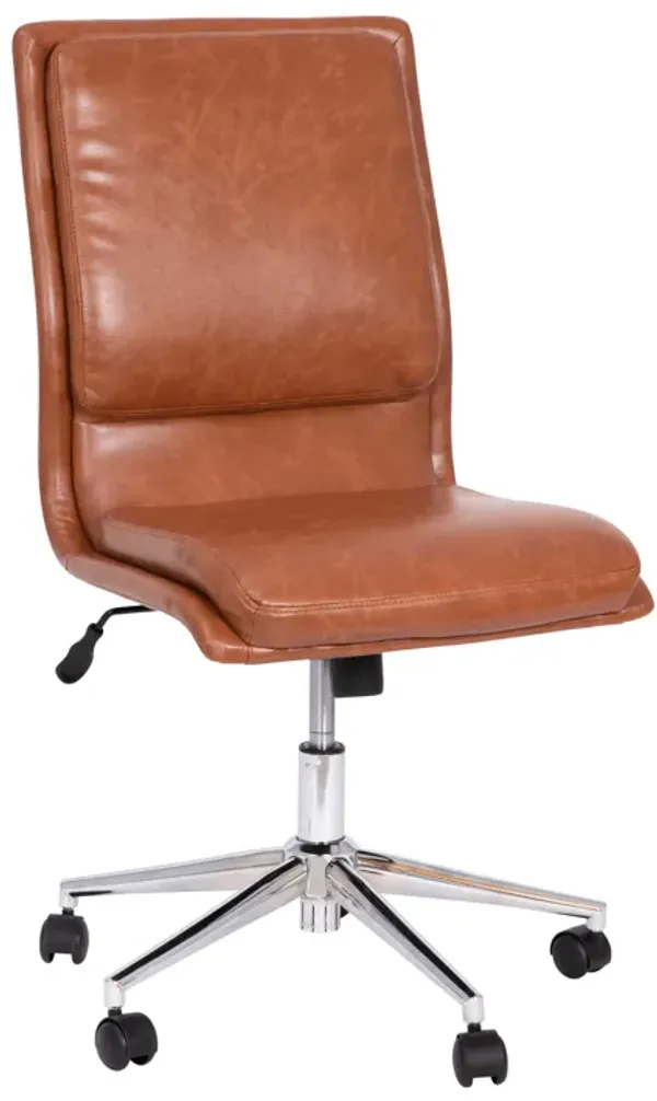 Madigan Mid-Back Armless Swivel Task Office Chair with LeatherSoft and Adjustable Chrome Base,