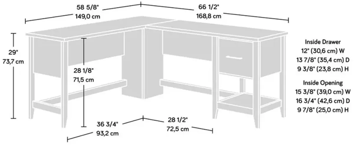 Sauder Summit Station L Desk Glacier Oak