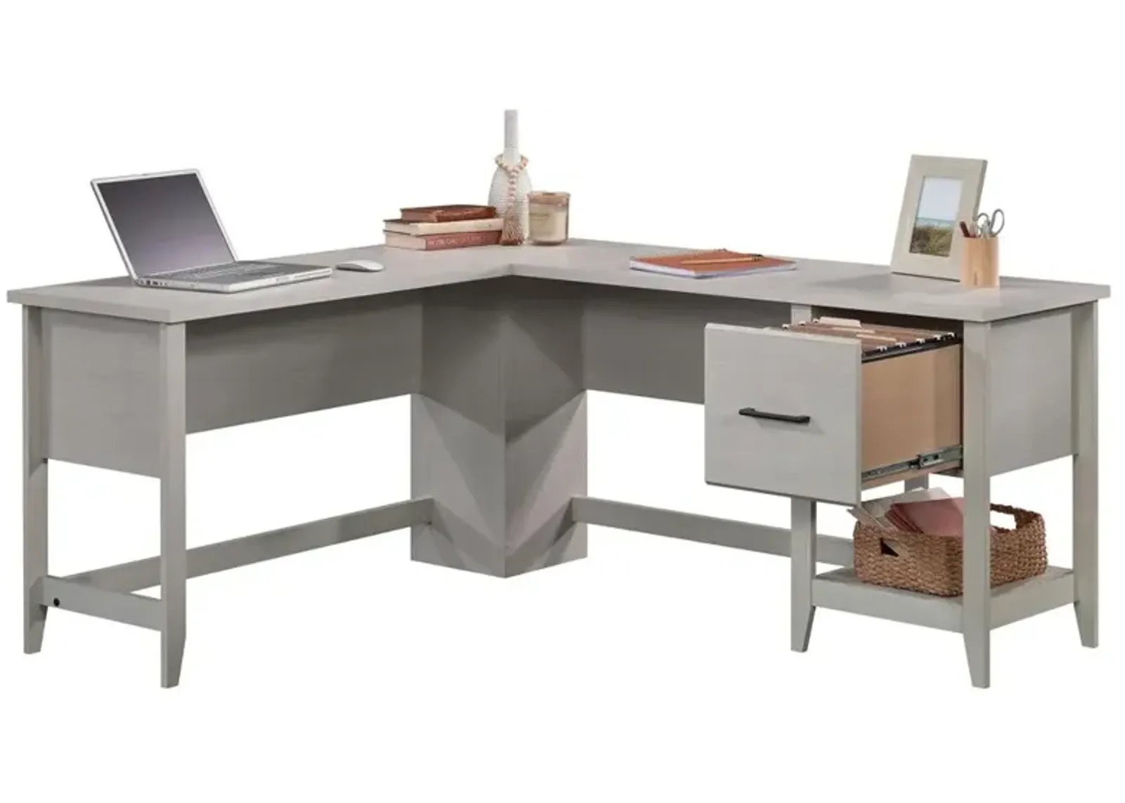 Sauder Summit Station L Desk Glacier Oak