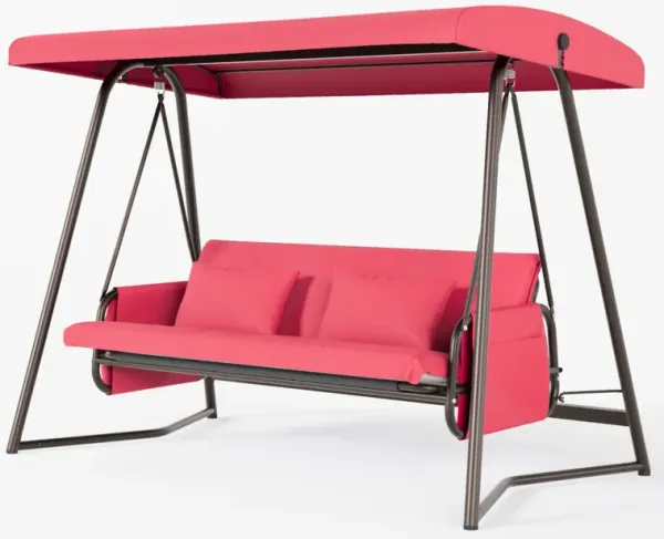 Whisen 93.8 in. W 3-Person Metal Patio Swing Chair Swing Bed with Cushion and Adjustable Canopy - Grey