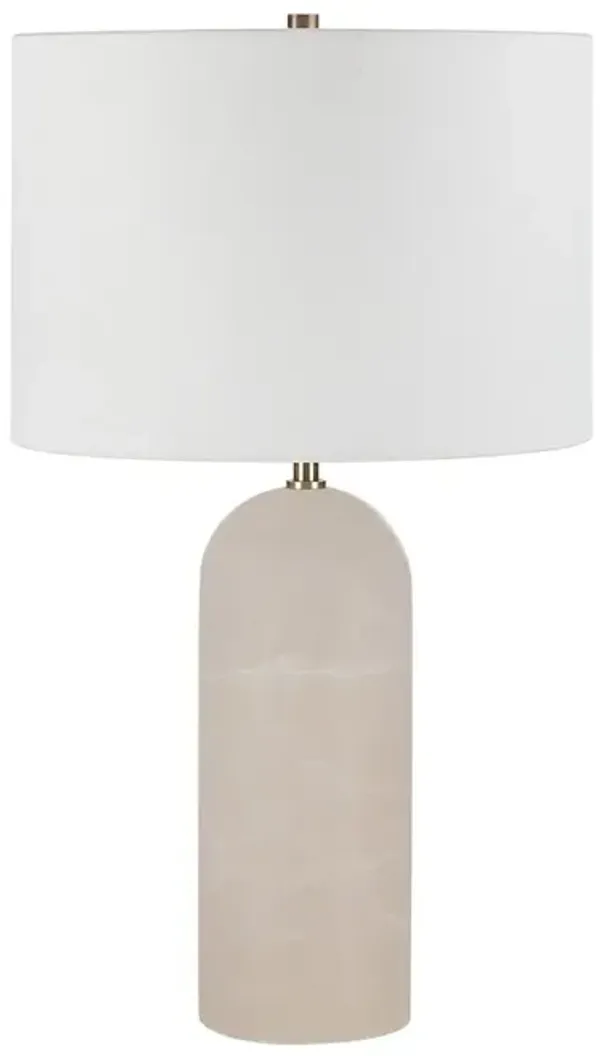 Renwil Ixia 25 Tall Plated Antique Brushed Brass Iron Table Lamp With Drum Linen Shade